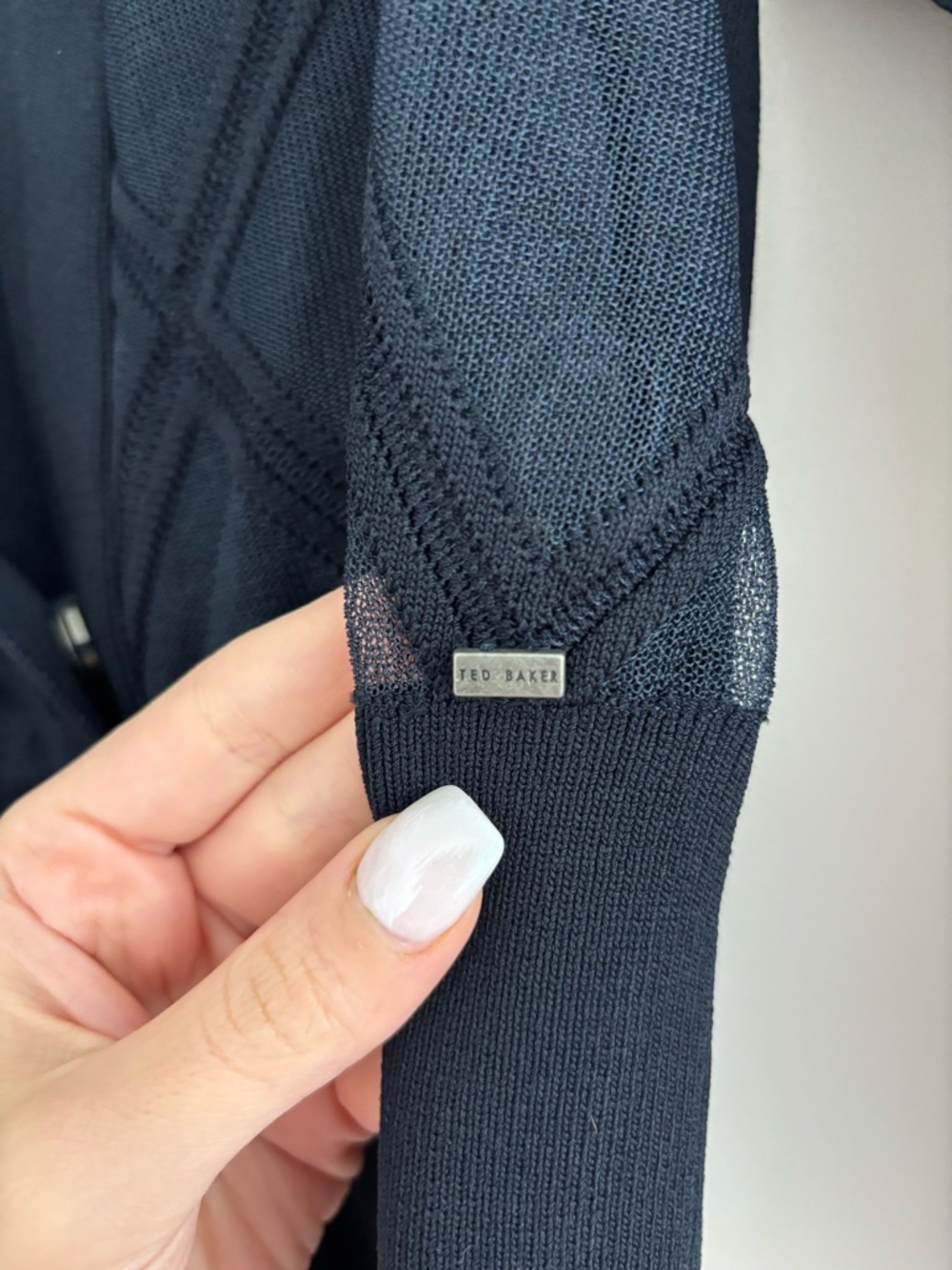 Ted Baker Black Open-Front Textured Knit Blazer - Picture 3 of 6
